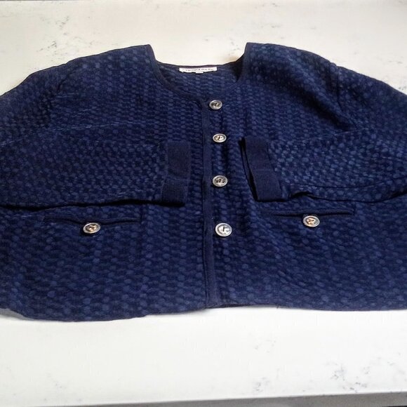 Vintage Cynthia Max Navy Blue Textured Cardigan - Picture 3 of 7